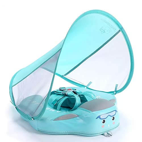 Yimeng Waterproof Cover Infant Pool Float Baby Solid No Need Inflatable Baby Pool Swimming Ring Floating Float Swimming Pool Toy for Bathtub and Float Baby Floats for Poolr with Canopy Sky Blue