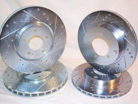 2003 thru 2007 Mitsubishi Evolution Lancer 8 9 F+R Brake Disc Rotors +Hawk HPS Pads