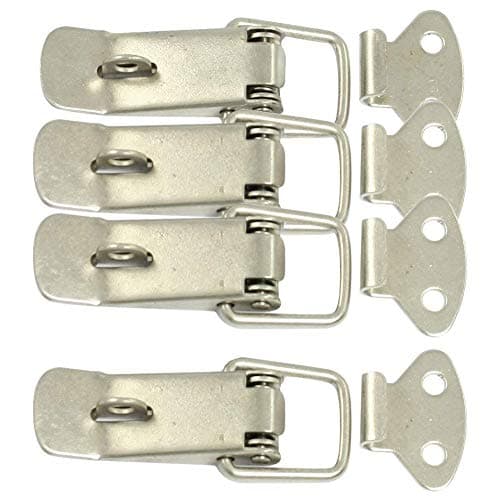 NiceWave 4 Pcs Spring Loaded Toggle Latch Stainless Steel Toggle Clamp Clip Catches Hasps for Chest,Trunk,Case,Box Durable and Pratical