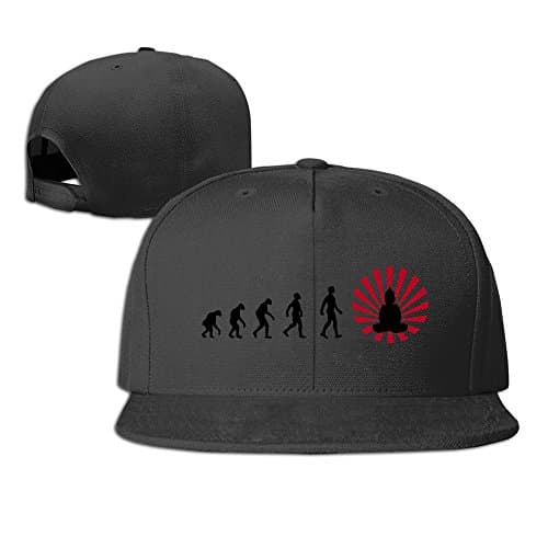 Haruforone Darwin Evolution Enlightened Buddha Buddhism Summer Custom Unisex Adjustable Baseball Snapback Hip Hop Cap Hat Black
