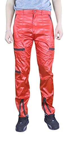 Countdown Shiny Nylon 80s Parachute Pants (Exactly 42", Red)