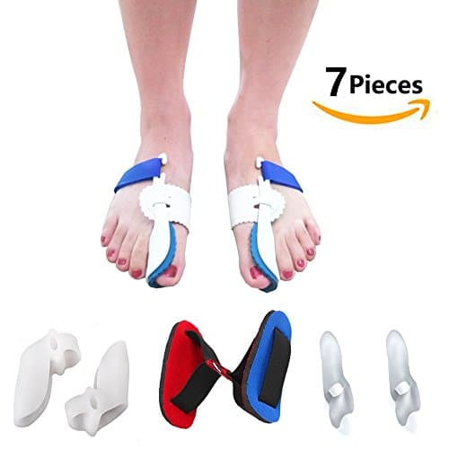 7Pcs Bunion Corrector Adjustable Splint Night Time Soft Gel for Bunion Relief, Bunion Corrector and Bunion Relief Protector Brace Kit for Big Toes, Bunion Pads, Toe Straightener, Toe Separators