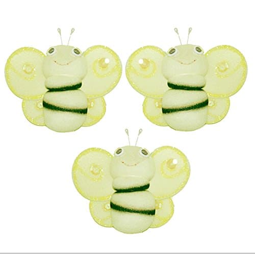 Bumblebee Decor 3" Yellow Mini X-Small Hailey Nylon Mesh Bumble Bees 3 Piece Decorations Set Decorate Baby Nursery Bedroom Girls Room Wall Wedding Birthday Party Shower Crafts Scrapbooks Invitations