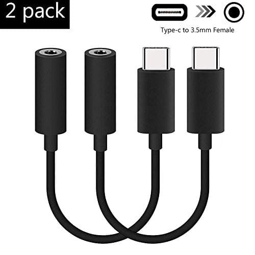 USB C to 3.5mm Headphone Jack Adapter, 2 Pack Type C Male to 3.5mm Female AUX Jack Stereo Earphone Converter, Compatible for Google Pixel 2/3, Moto Z/Z Droid/Force/Play & Other USB C Devices