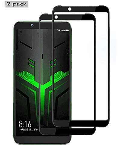 ViViKaya Full Coverage Screen Protector for Xiaomi Black Shark Helo, [2 Pack] Film Protector 9H Hardness Anti-Scratch No-Bubble Tempered Glass for Xiaomi Black Shark Helo [Black]