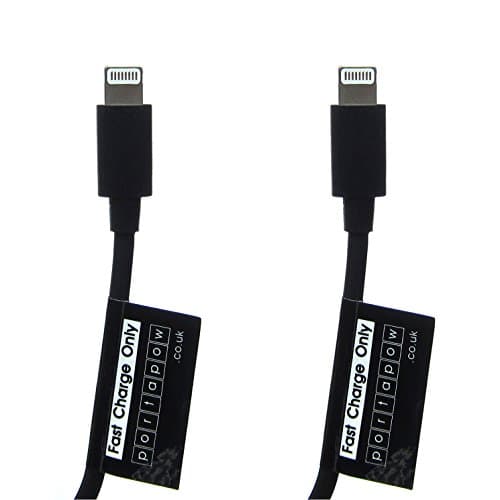 PortaPow 5ft Data Block 20AWG Lightning USB Cable - Twin Pack
