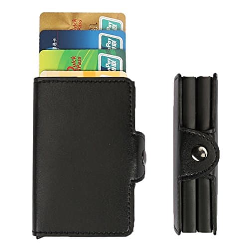 KINGSUNG Solid Aluminium Slimline RFID Card Protector Mini Wallet in Original Black