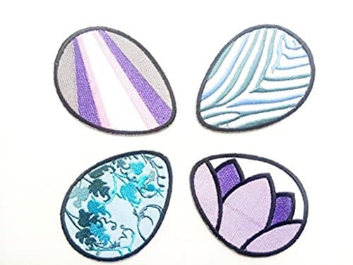 Set of 4 easter eggs patch DIY Badge Applique Embroidered Sew Iron on Patch Patches