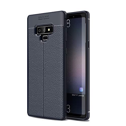 Samsung Galaxy Note 9 Case with Leather Back Resilient Shock Absorption and Carbon Fiber Design for Samsung Galaxy Note 9 (2018) (Blue)