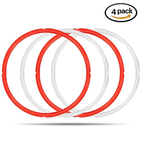 Instant Pot Silicone Sealing Ring for 7 or 8 Quart Models,Sweet and Savory Edition,BPA Free,Food Safe Silicone (4 Pack, White&Red)