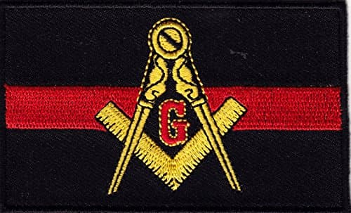 Seoul Patch - MASONIC THIN RED LINE FLAG-IRON ON EMBROIDERED PATCH, FIREFIGHTER,RESCUE