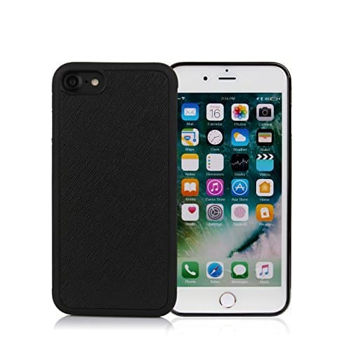 Phone 8 Plus Case / iPhone 7 Plus Geniune Leather Slim Fit Anti-Fingerprint Slip Resistant Cover(Black)