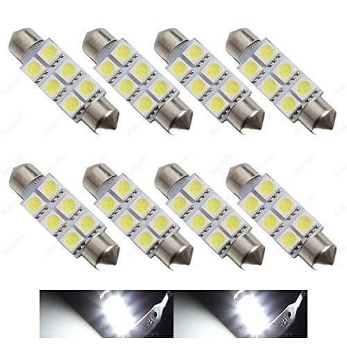 Thilon- 44MM 6-SMD 5050 Festoon Dome Map Interior LED Light Bulbs Lamp For 6411 578 211-2 212-2 (8 pieces) (White)