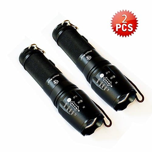 Mayor Wolf 2PCS LED 1000 Lumen Tactical Flashlight- 5 Light Modes Adjustable Focus Water Resistant for Outdoor Camping Hiking Emergency