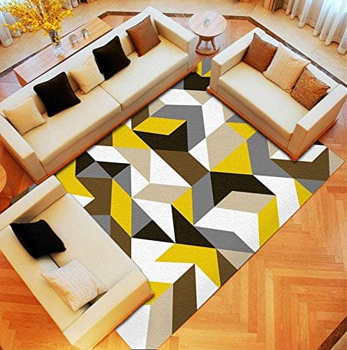Carpet Rectangle Classic Yellow White Silver Black Simple Modern Geometric Rug For Living Room Bedroom Study,200X300CM