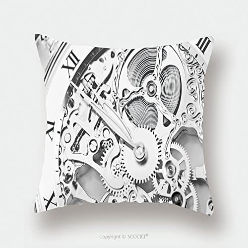 Custom Satin Pillowcase Protector Black And White Close View Of Watch Mechanism 111171971 Pillow Case Covers Decorative