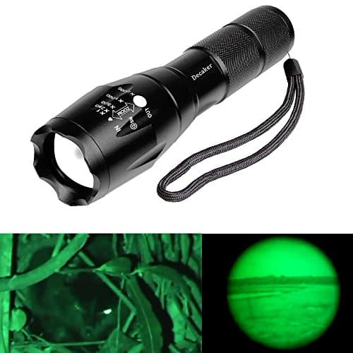 Decaker Green Light Flashlight 300 Yards Spotlight Flood Light Zoomable Tactical Hunting Flashlight Torch for Fishing Hunting Detector Hog Pig Coyote