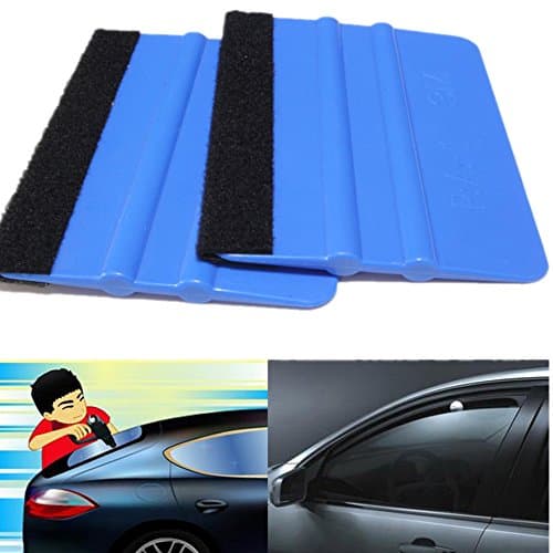 Moyishi 2PCS Felt Edge Car Squeegee Scraper Decal Applicator Tool (Blue)