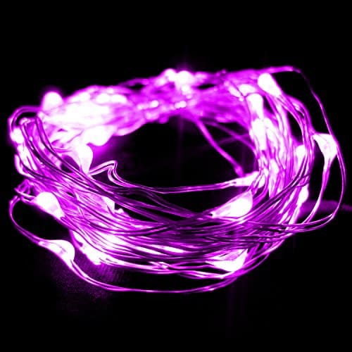 DODOLIGHTNESS Super Bright Fairy String Lights 40 Micro LEDS Sliver Wire Starry Lights Battery Operated for Wedding Christmas Decoration (4 Meters, Pink)