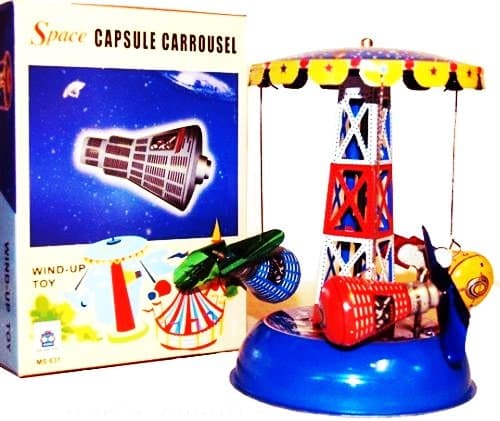Gemini Space Ship Tin Toy Windup Carousel Rocket Great nostalgic collectible representing the NASA missions of the 1960's!