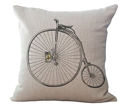 Miracle Dec Acrobatics Bicycle Linen&Polyeser Square Throw Pillow Covers For Living Room Couch (18"x18", Grey&Linen)