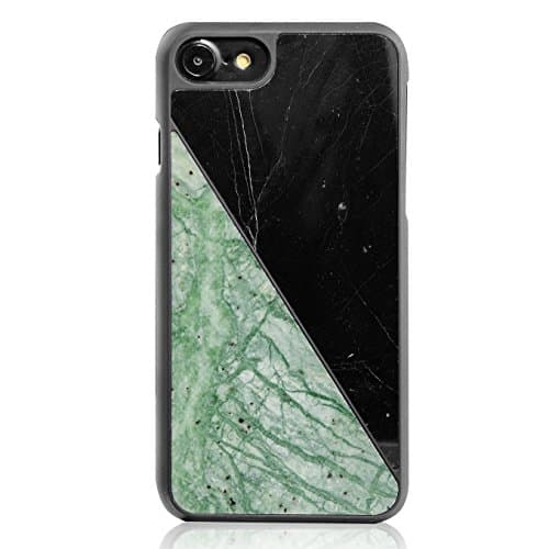 Onlux iPhone 7 Case Real Marble Case 100% Natural Marble Stone Cover for iPhone 7 (Black/ Green)