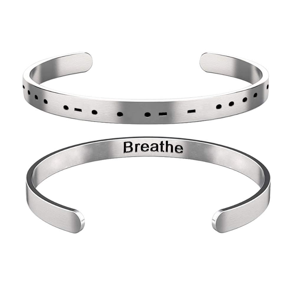 Ldurian Cuff Bracelet for Women Inspirational Bangle Personalized Morse Code Bracelet Jewelry Christmas Birthday Gifts for Girlfriend best Friend Mom Sister (Stainless Steel, Adjustable)