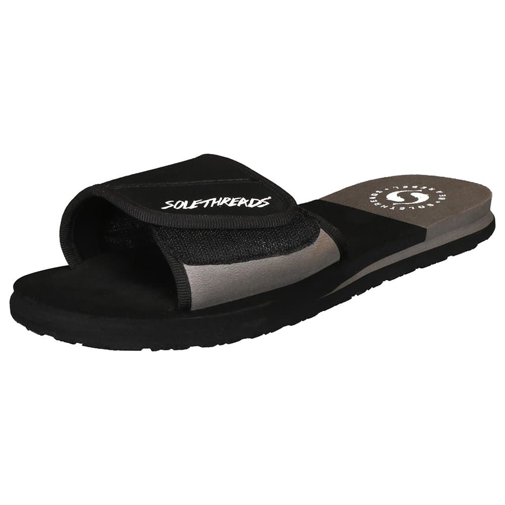 SOLETHREADS Freeway | Slides | Velcro Adjustable Strap | Cushioned Footbed | Comfy | Slippers | Flip Flops for Men