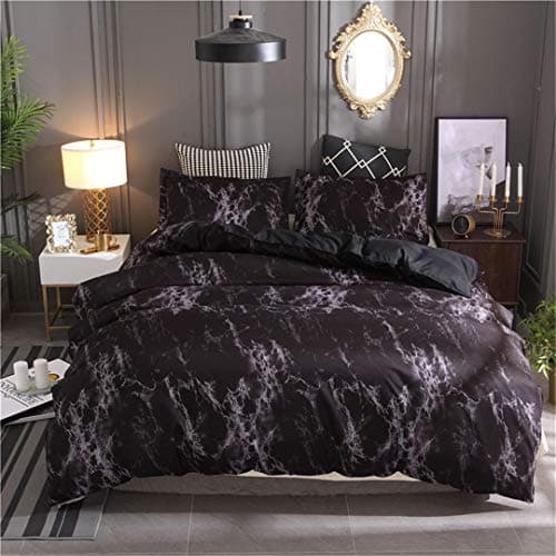 Queen Size Bed Set Brown Marble Printed Luxury Bedding Set King Size Bed Linen Single Duvet Cover Sets with Pillowcase Type 1 UK Double 3pcs