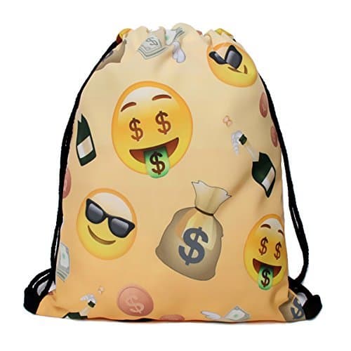 Men's Women's Print Shoulder Drawstring Bag Backpack String Bags School Rucksack Gym Handbag (animals,foods)15"x11" (DB-111)