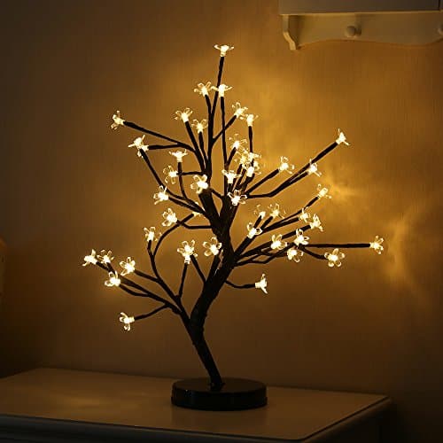 Cherry Blossom Bonsai Light, Mini Decorative Table Tree Night Lamp,48 Led Lights, For Christmas Tree,Indoor,Outdoor,Garden,Home,Wedding,Party,Holiday Decor,Battery Powered (Not included)