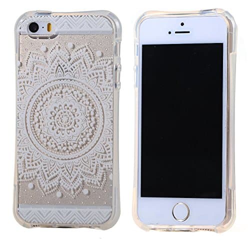 iPhone 5s Case, Weline Apple iPhone SE 5S 5 Case Bumper Shell Shock-Absorption and Anti-Scratch Clear Silicone Protector Skin Henna Floral Design Cover for iPhone SE/5S/5