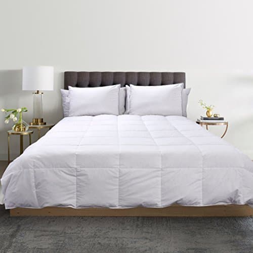 White Down Comforter All Season Light Weight Duvets Insert 100% Cotton Shell, Classic Box-Stitched, 600 Fill Power (Twin 70"x86")