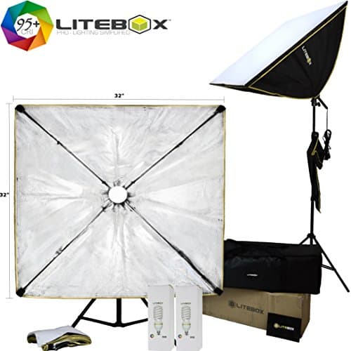 LITEBOX Extra Large Softbox Lighting Kit for Photography &amp; Videos! (32" x 32") - Professional Bulbs, Light Stands, Diffusers &amp; Travel Bag Included! - 5500K 95+ CRI