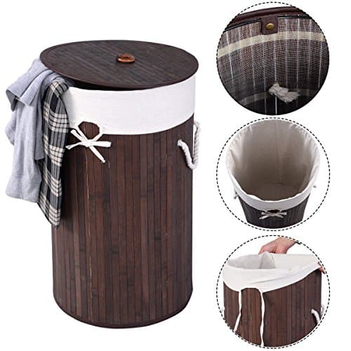 New Brown Thickened lid Bamboo Handle Simple Convenient Opening Hamper Laundry Basket Washing Cloth Organizer Storage