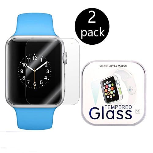 [2-Pack] Apple Watch 38mm Smart Watch Screen Protector, Skypat[Tempered Glass] 9H Hardness, Anti-Scratch, Bubble Free