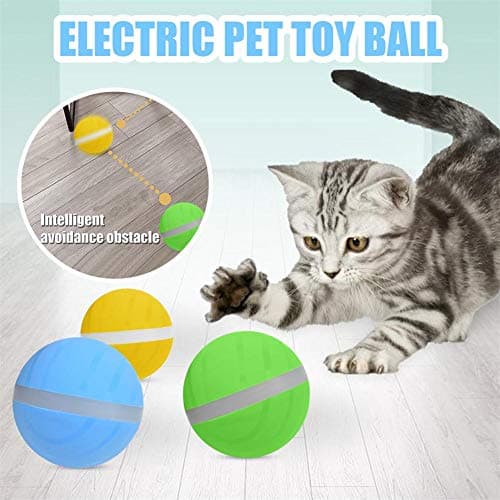 Allowevt Cat Jumping Ball USB Automatic Rolling Ball Electric Pet Ball LED Rolling Flash Ball Fun Toy awesome