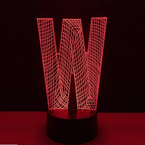 3D Night Light Led Night Light Lighting Letter W Multicolor Night Light RGB Bulb USB Stick Home Decoration Children's Gifts(Touch Type)