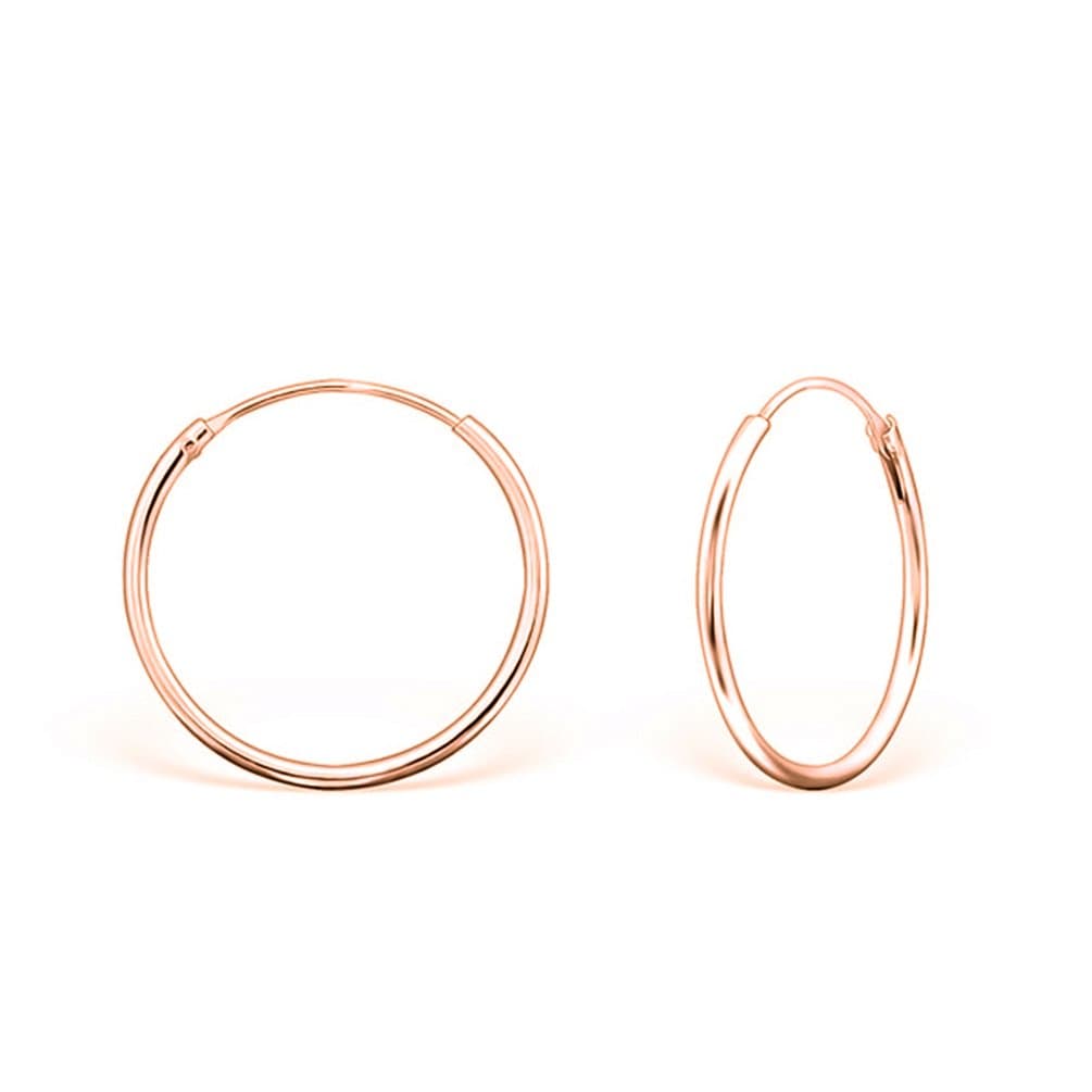 925 Sterling Silver Rose Gold plated TINY/SMALL/MEDIUM/LARGE Hoops/Sleepers Earrings - Thickness 1.2 mm - Diameter 8, 10, 12, 14, 16, 18, 20, 25, 30, 35, 40, 50, 60, 70, 80 mm