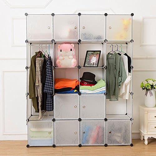 20 Cube White Update Plastic Wardrobe DIY Portable Closet Organizer with Doors