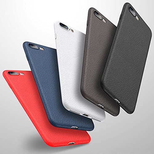 Infiiniity Products Iphone 7 Plus & Iphone 8 Plus Case Flexible TPU Hybrid Slim PREMIUM Leather surface Case for Apple Iphone 7/8 Plus 5.5'' LUXURY Cover Soft Silicone Ultra Thin (White)