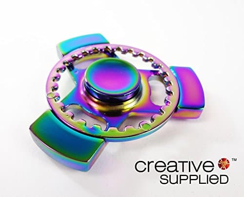 Rainbow UFO Fidget Spinner by Creative Supplied - Hot New Model Design Style, Toy EDC Focus ADHD Autism, Fidget Finger