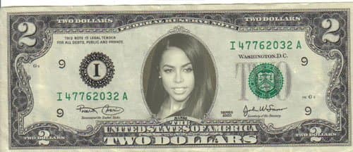 Aaliyah $2 Dollar Bill Mint! Rare! $1