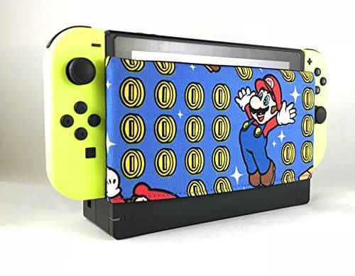 GameSide - Nintendo Switch Dock Sleeve , Screen Protector, Antiscratch Cover Sleeve for Nintendo Switch , Dock Socks , Soft Microsuede , Made in USA (Mario (Coin))