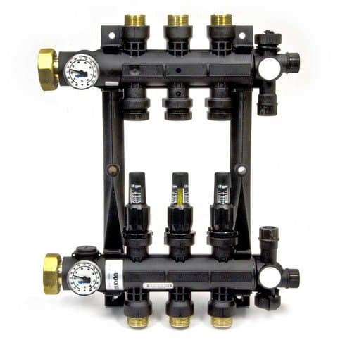 3-Loop EP Radiant Heat Manifold Assembly w/ Flow Meters