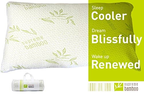 Supreme Bamboo Pillow Shredded Memory Foam Pillows Engineered For Maximum Sleep Comfort With Premium Quality Soft Bamboo Fabric Washable Zipper Case (Queen)
