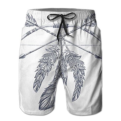 Black Feather Arrows Bow Men Shorts Polyester Elastic Soft Hot Sale Quick-drying Beach Shorts Beach Pants