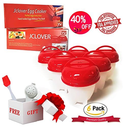 Egg Cooker Hard Boiled Egg Maker Nonstick Silicone Eggs Boiler Cookers without Egg Shell - Super Deal 6 Packs Sets with Brush &amp; Egg Separator
