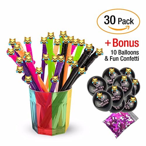 30 Pack Bachelorette Party Drinking Straws With Extra-Bonus Accessory 10 Balloons &amp; Funny Shaped Confetti Supply for Hen Drinks | Decoration and Favor for Girls Night Out Or Bride to Be Bridal Shower