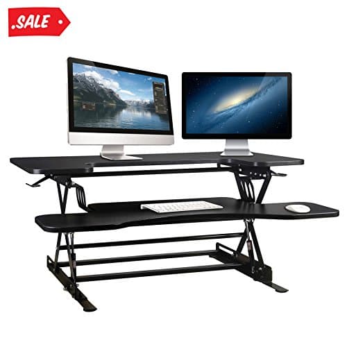 Fitmate Standing Desk - 36" Height Adjustable Stand Up Desk Computer Riser, Sit Stand Desk Elevating Desktop Fits Two Monitors (Black)